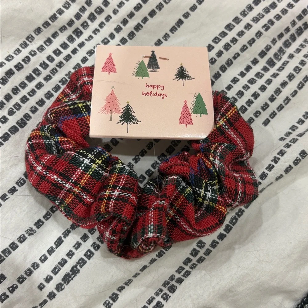 Red Plaid Scrunchie